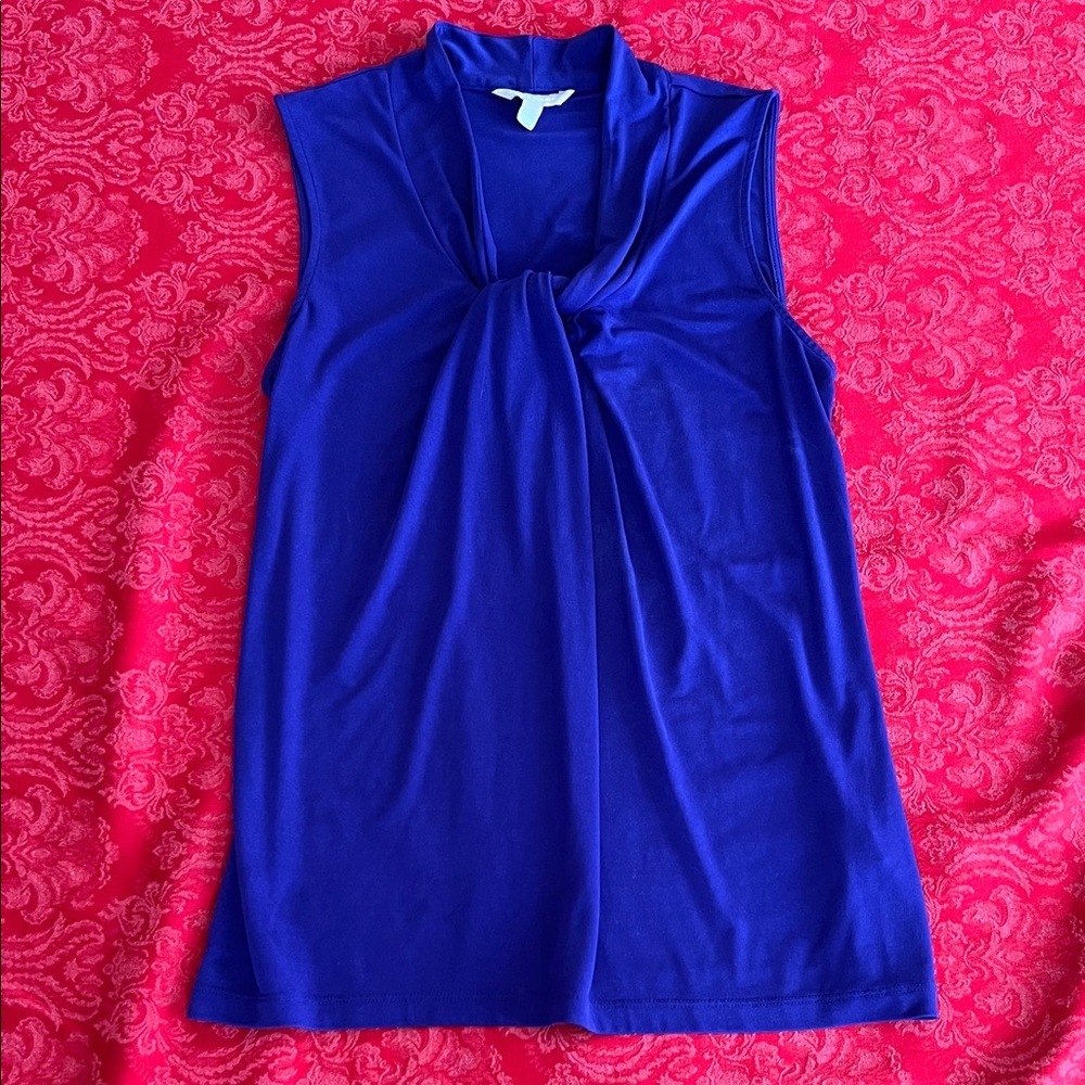 Banana Republic Sleeveless Twist Front Blouse Women's Large Rich Purple Stretch
